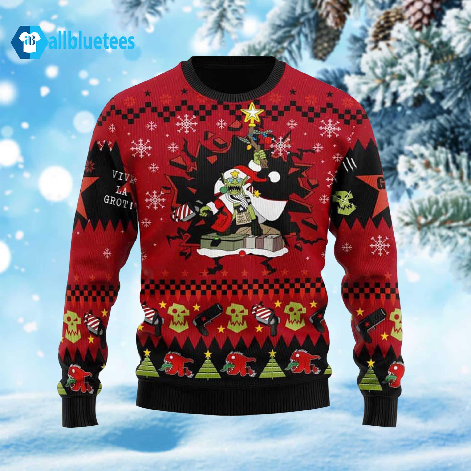 Armed And Dangerous Red Gobbo Iconic Ugly Christmas Sweater
