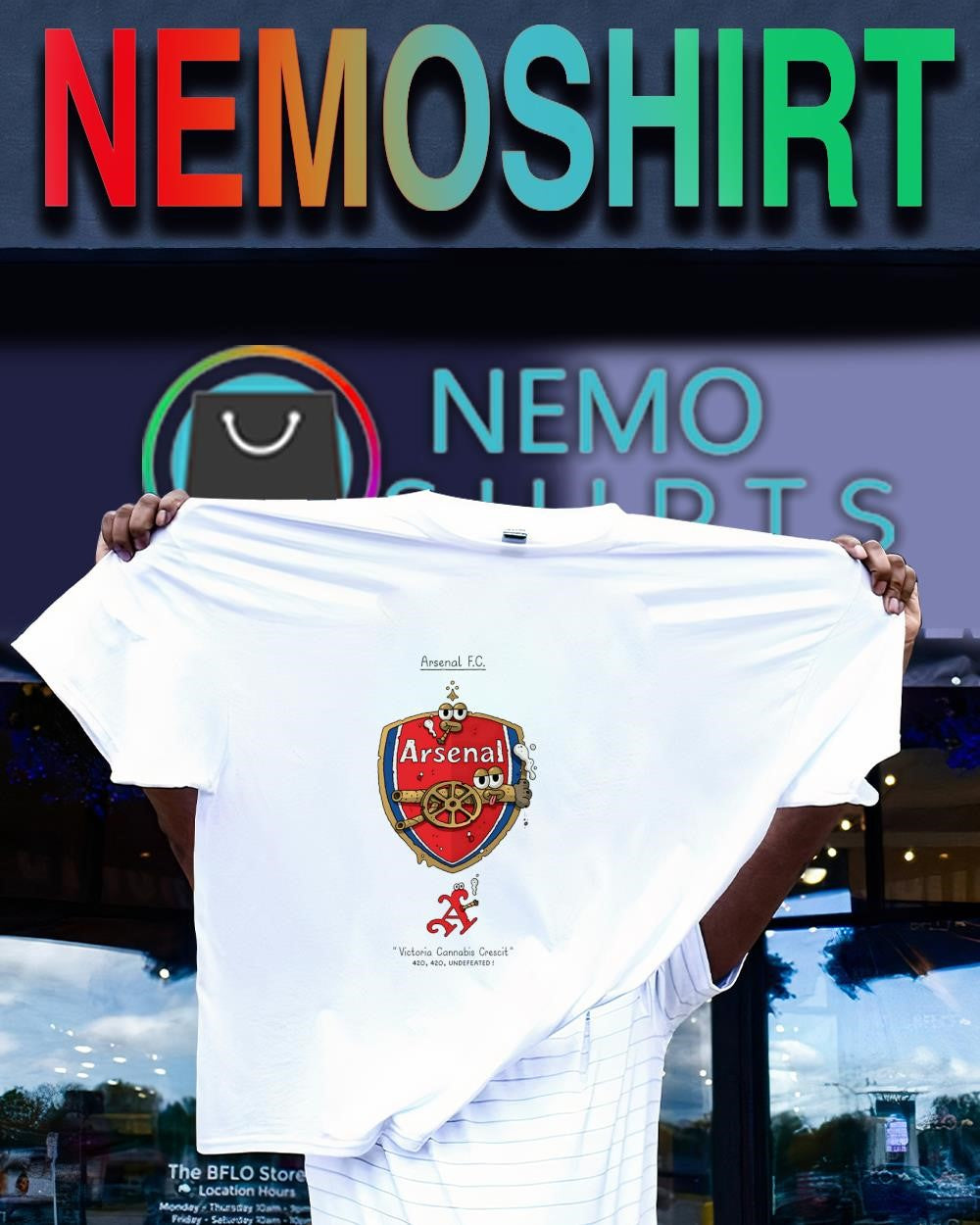 Arsenal F.C. Victoria Cannabis Crescit cartoon shirt