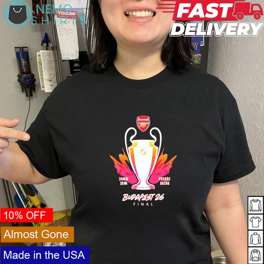 Arsenal FC Budapest 2026 final champions league trophy shirt