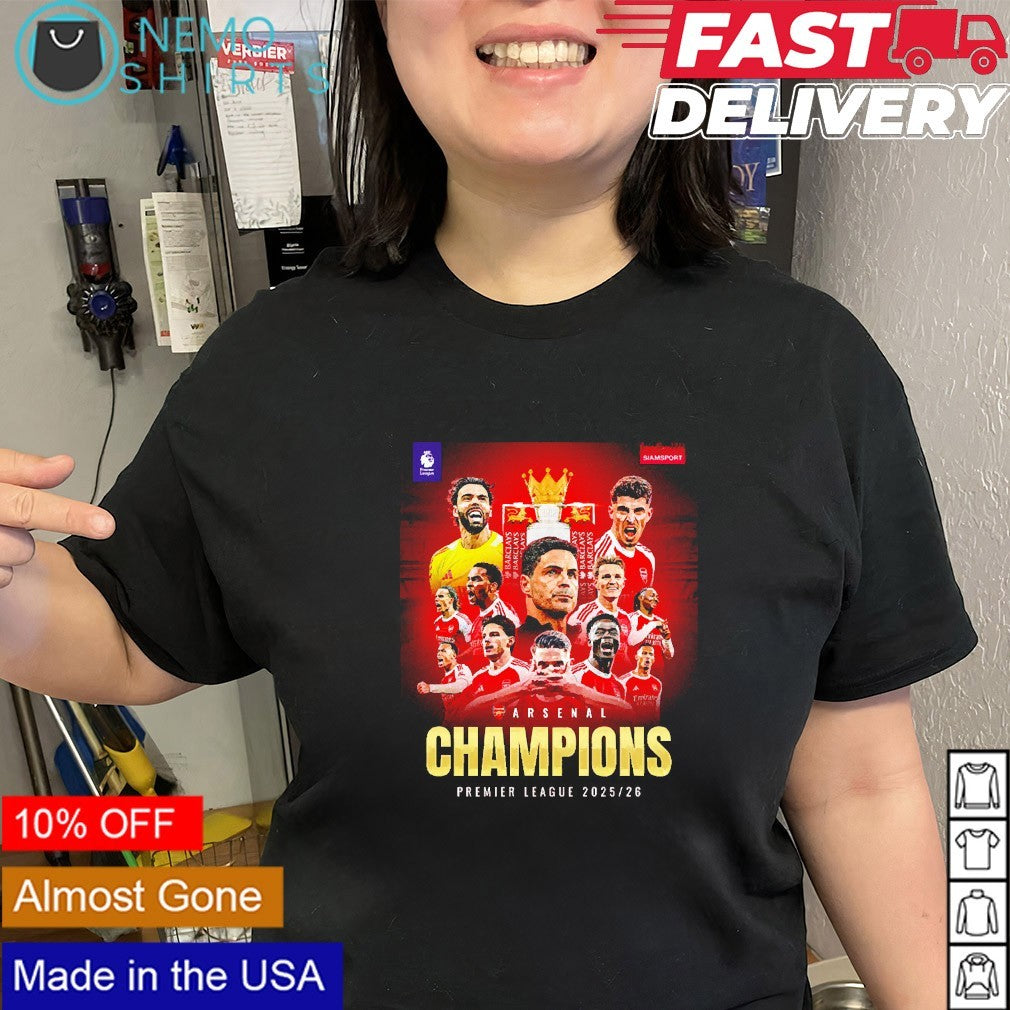 Arsenal champions Premier league 2026 coach and players graphic shirt