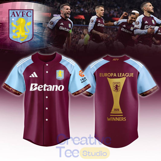 Aston Villa Europa League Champions 2026 Limited Edition Baseball Jersey