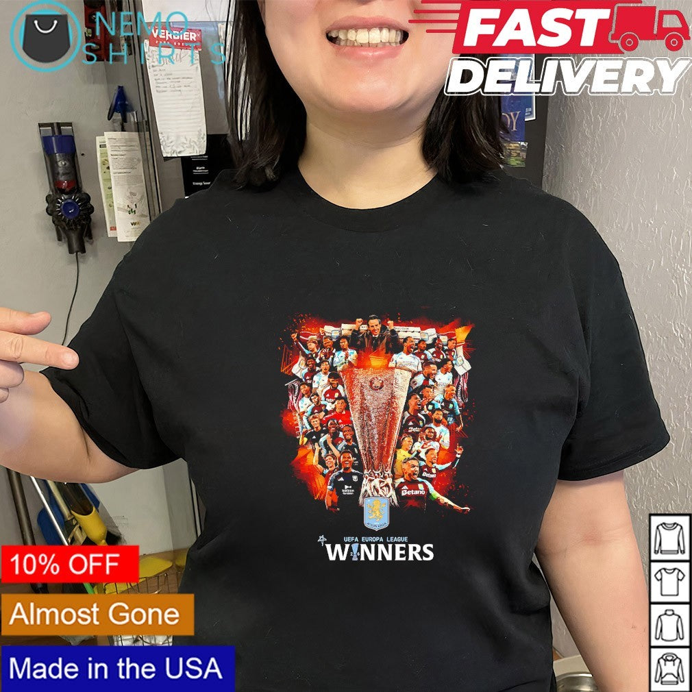Aston Villa FC winners 2026 UEFA Europa League trophy shirt