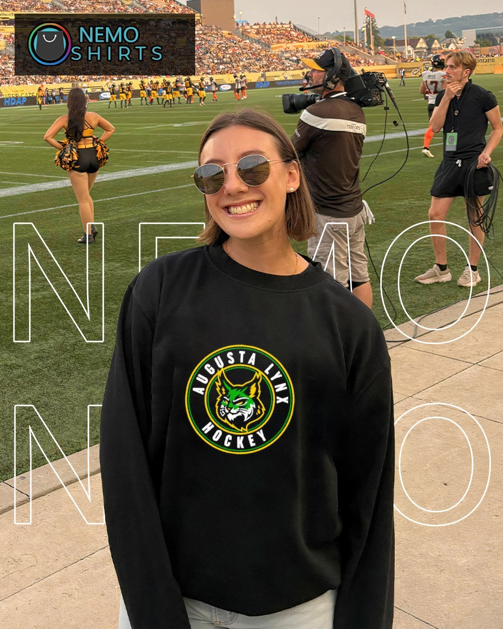 Augusta Lynx hockey round logo shirt