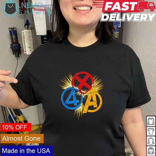 Avengers Fantastic Four X-Men logos shirt