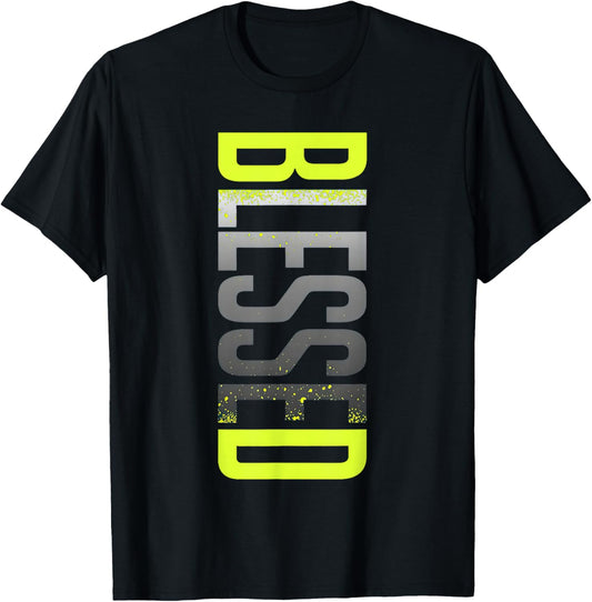 Neon Yellow Black Cool Grey Graphic Match T-Shirt