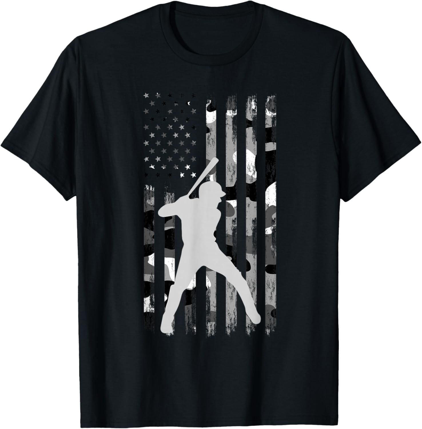 Baseball Player American Flag USA Camo Patriotic Graphic T-Shirt