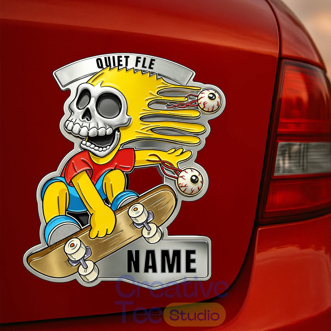 Bart Ghost Rider Premium Car Name Badge