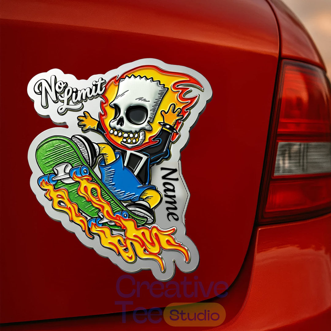 Bart Ghost Rider Premium Car Name Badge