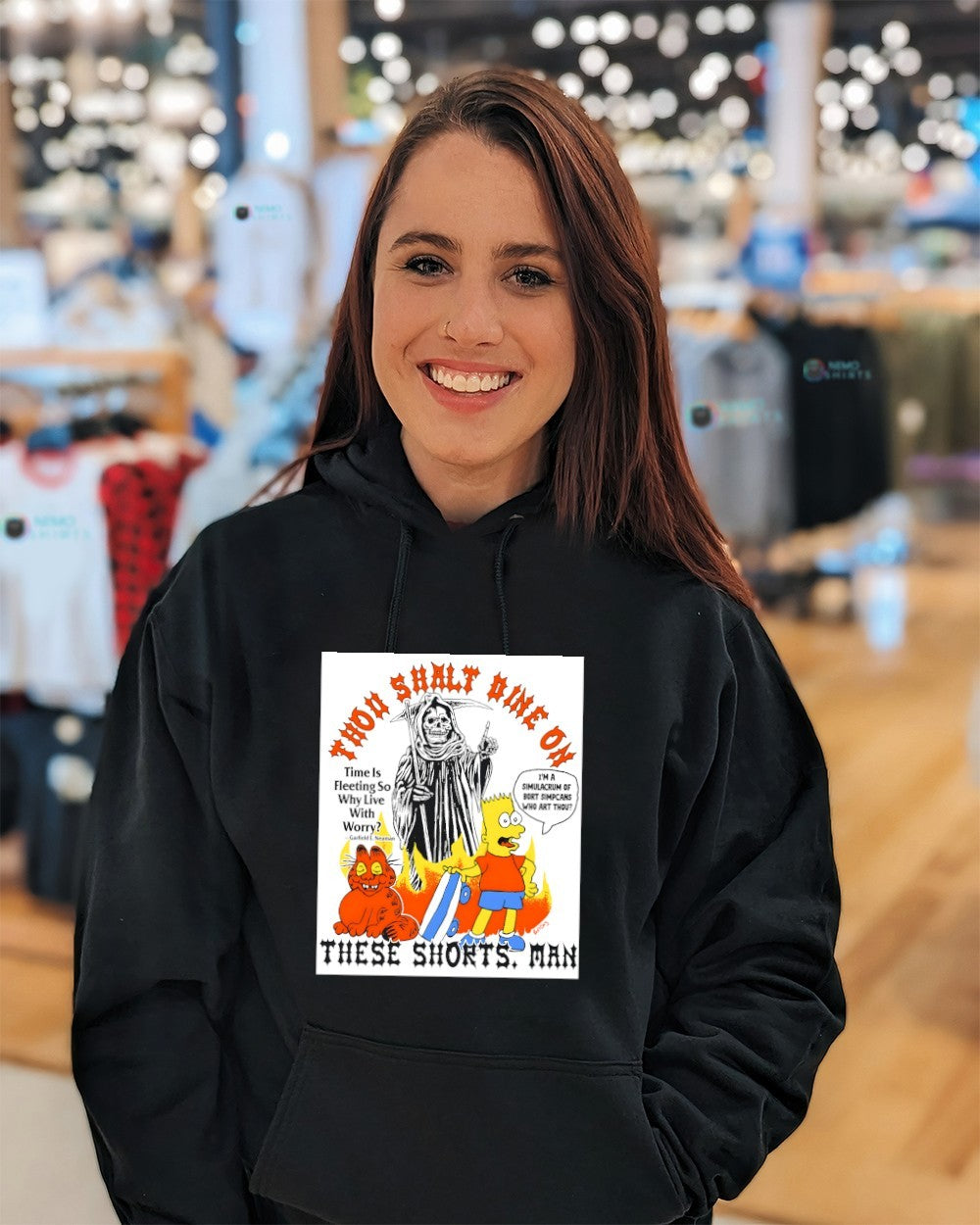 Bart Simpson Grim Reaper Cat thou shalt dine on these shorts man shirt