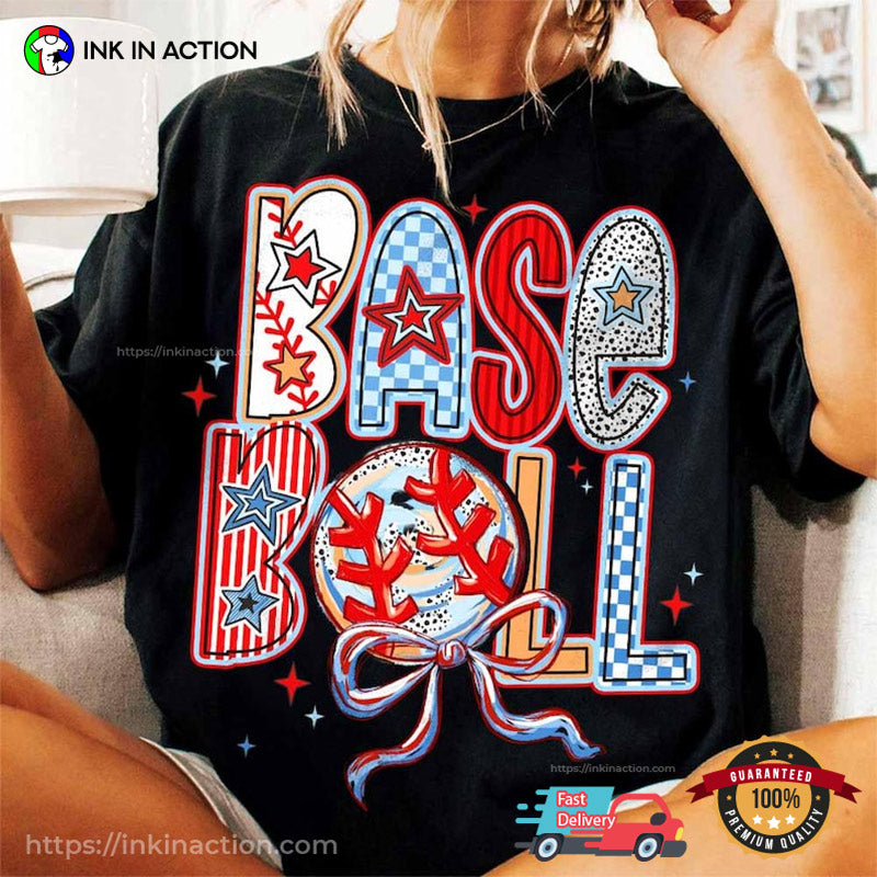 Baseball Coquette Brushstroke Baseball Mom T-shirt