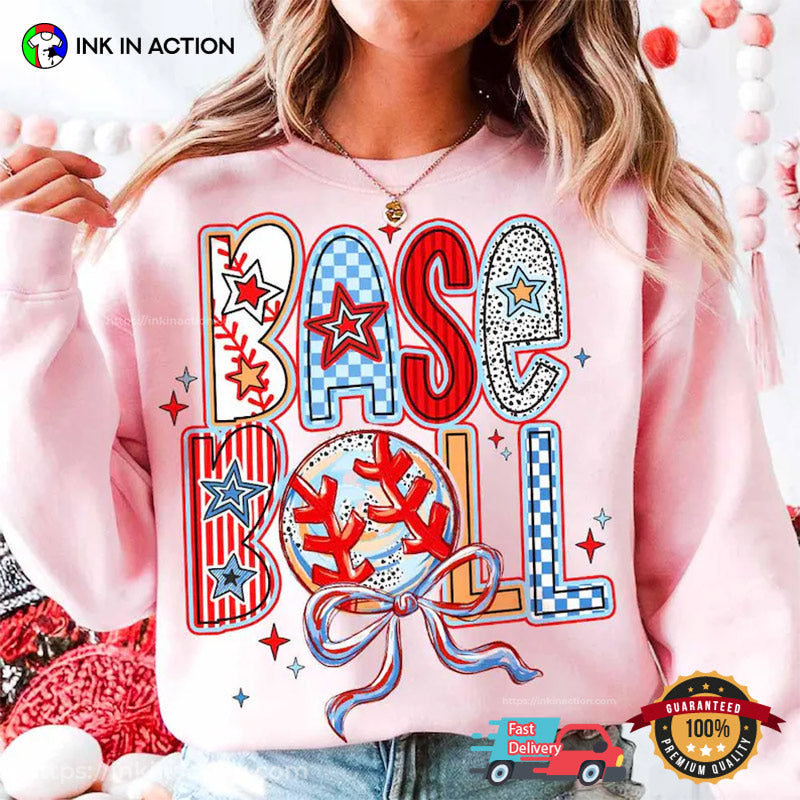Baseball Coquette Brushstroke Baseball Mom T-shirt