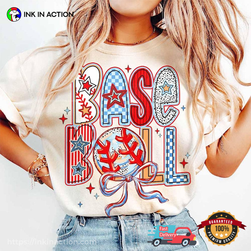 Baseball Coquette Brushstroke Baseball Mom T-shirt