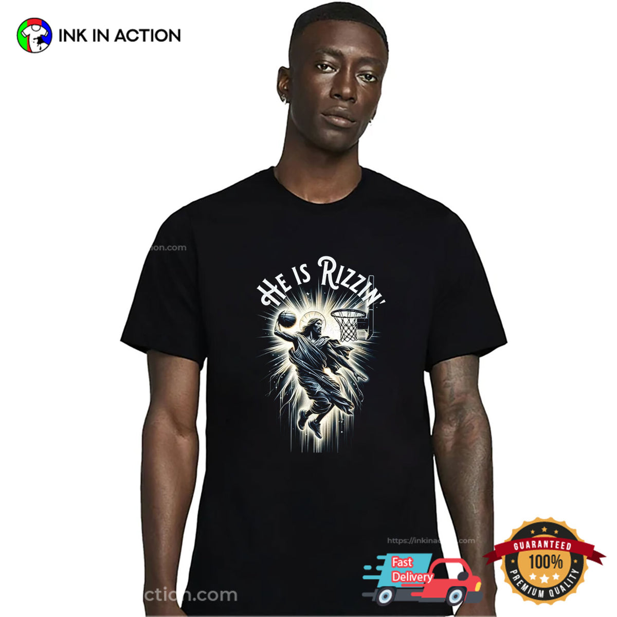 Basketball Jesus He Is Rizzin Trendy T-shirt