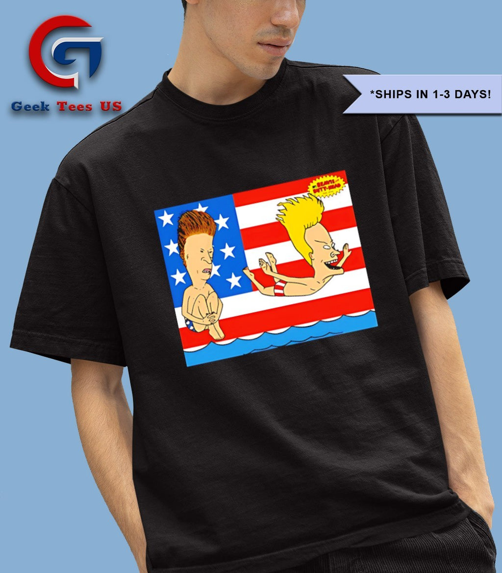 Beavis and Butthead swing USA flag shirt