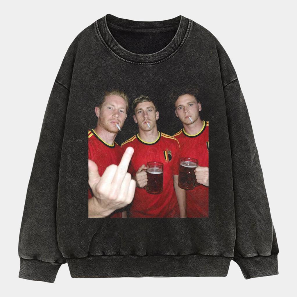 Belgian Afterparty Trio Drunk Smoke Middle Finger Shirt