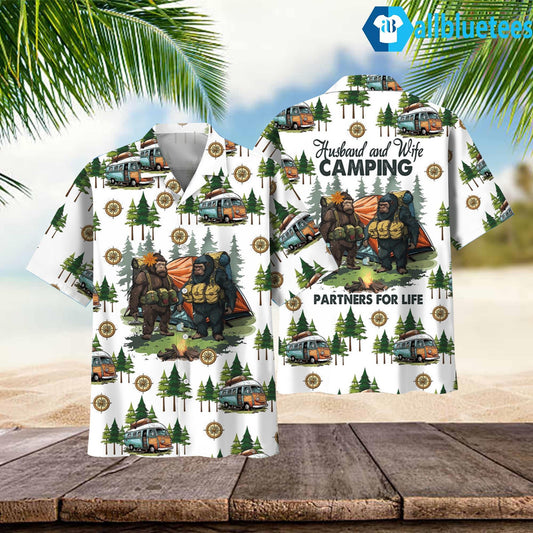Bigfoot Husband And Wife Camping Partners For Life Hawaiian Shirt