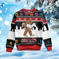Bigfoot Squatching Through The Snow Ugly Christmas Sweater