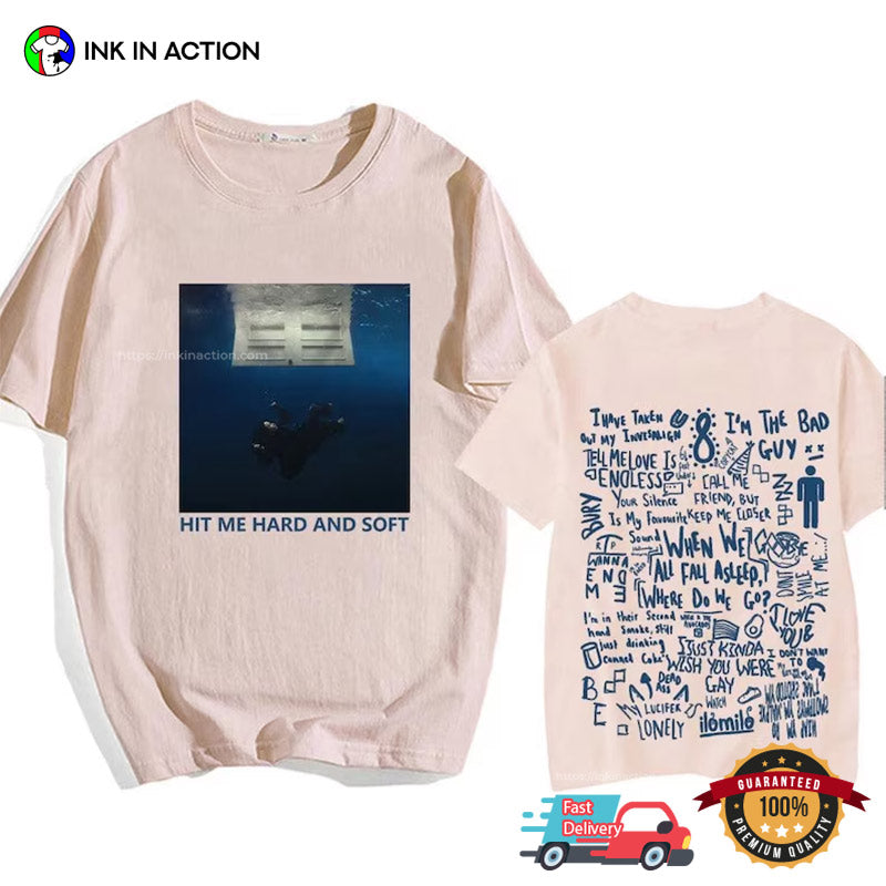 Billie Eilish Hit Me Hard and Soft Tour Playlist 2 sided Tee