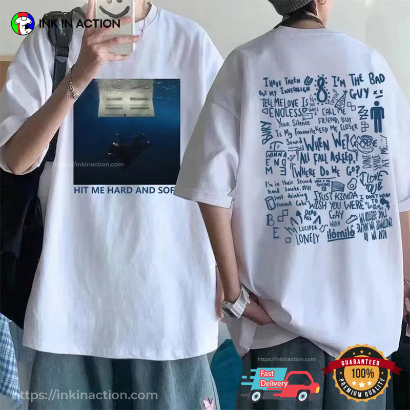 Billie Eilish Hit Me Hard and Soft Tour Playlist 2 sided Tee