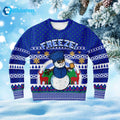 Blue Police Freeze Snow Funny Tacky Winter Ugly Christmas Sweater