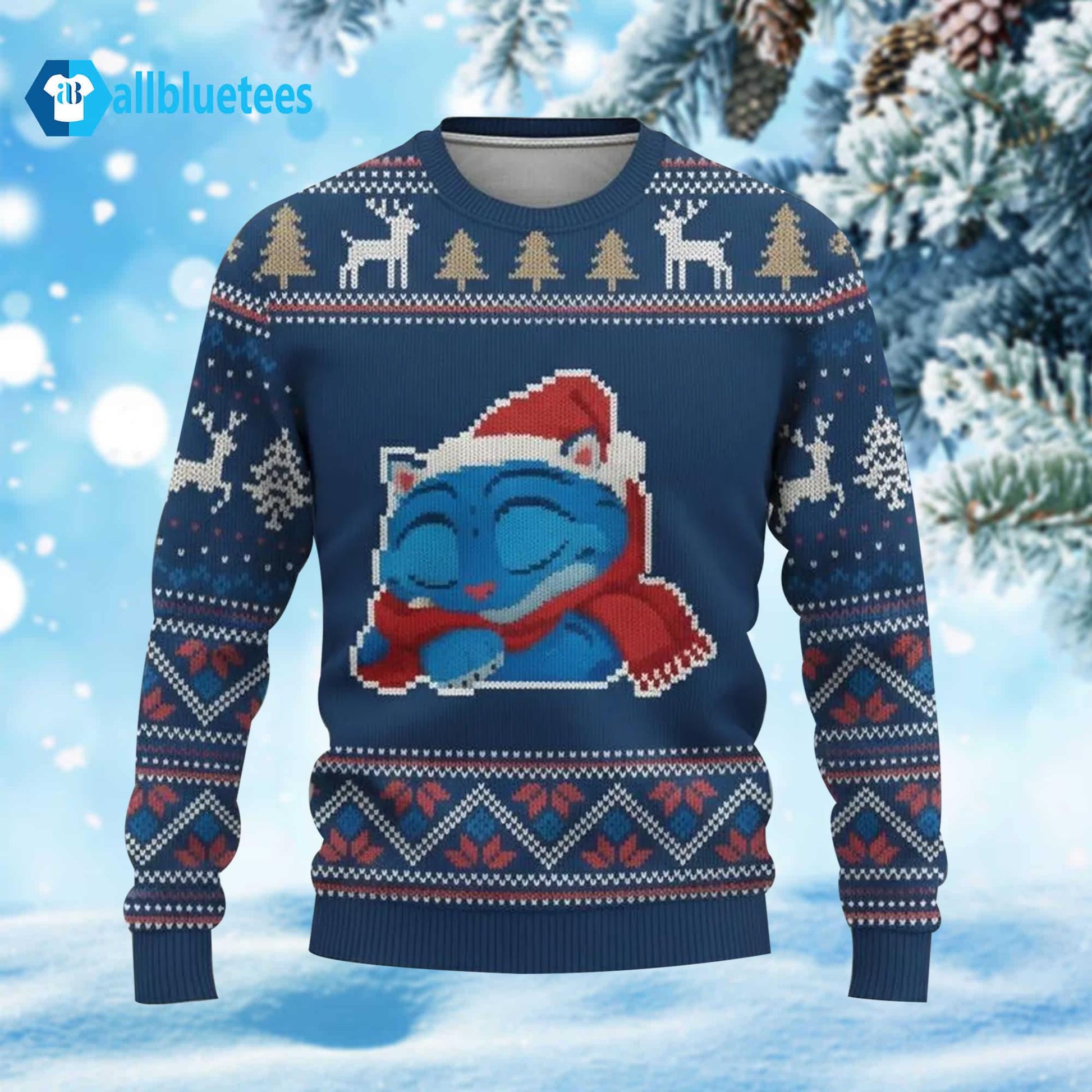 Blue Tiger Sleeping Ugly Christmas Sweater