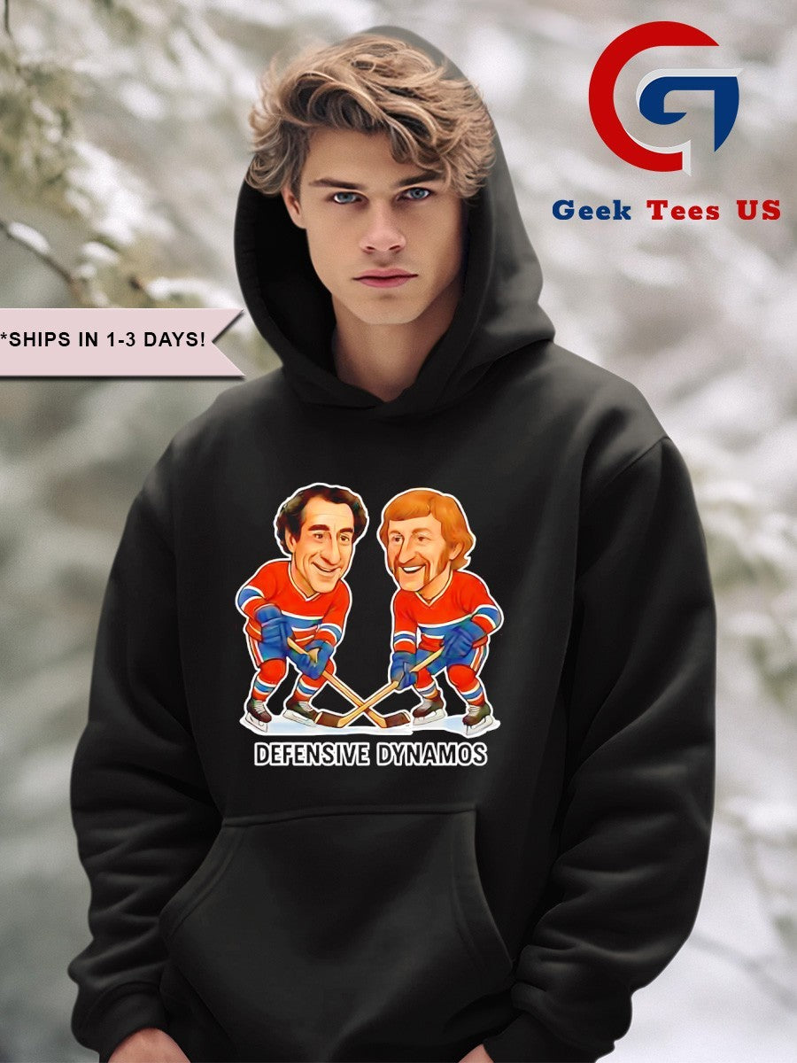 Bob Gainey and Larry Robinson Defensive Dynamos Hockey caricatures shirt