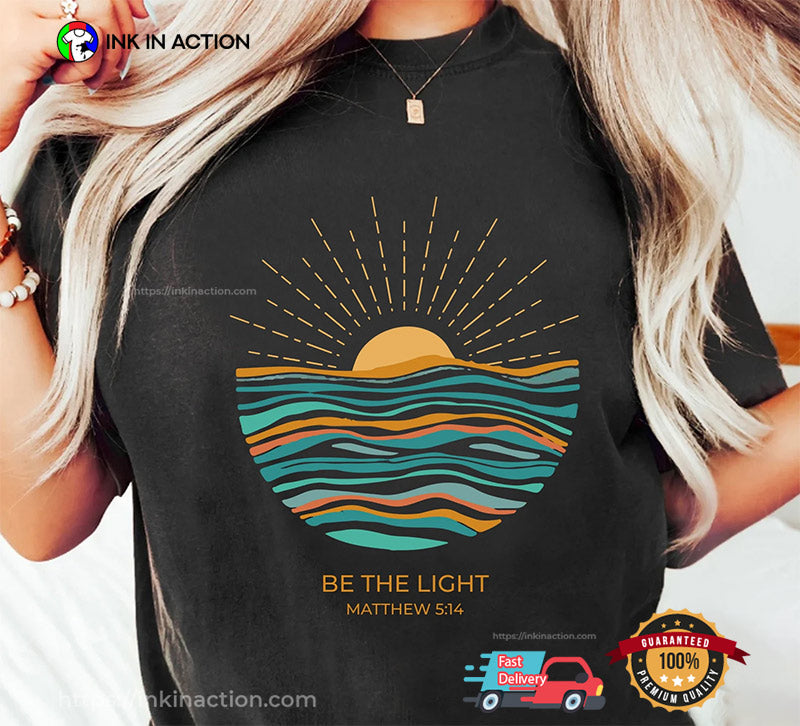 Boho Retro Be The Light Matthew 514 Christian T-Shirt
