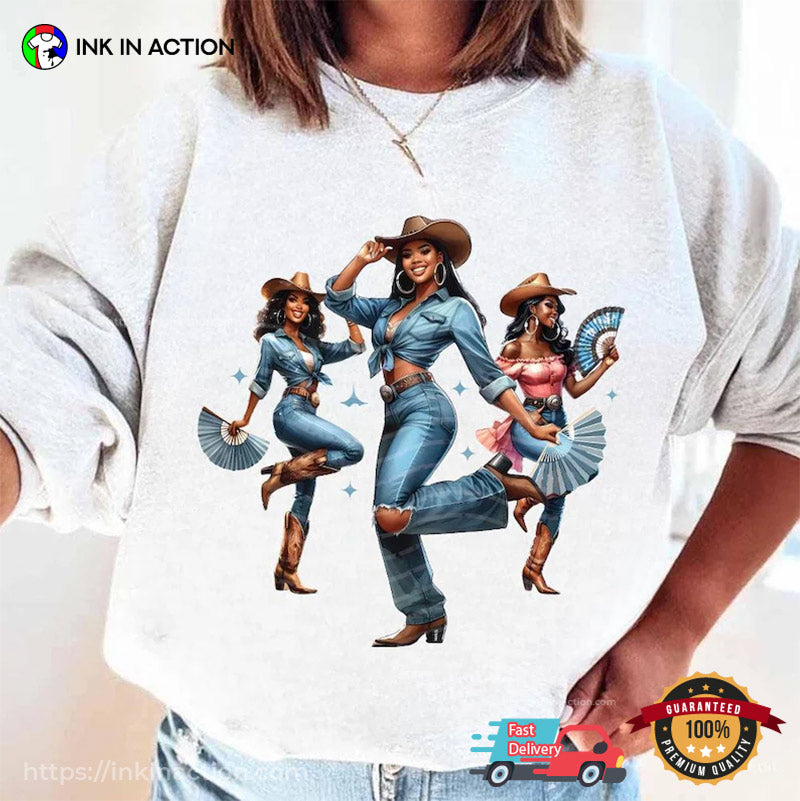 Boots On The Ground Melanin Cowgirl Dacing T-shirt