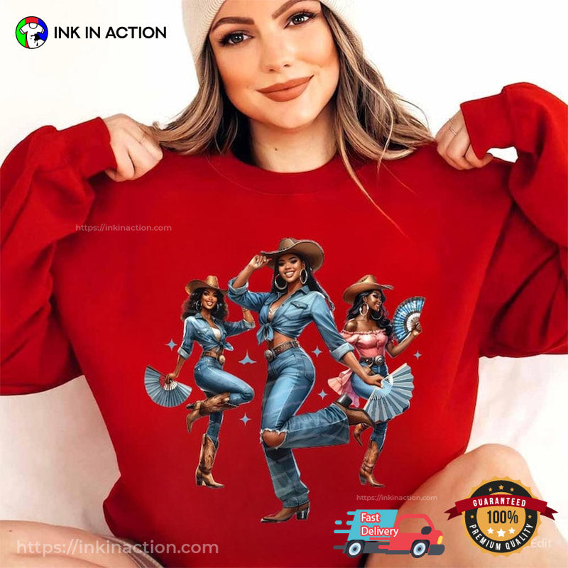 Boots On The Ground Melanin Cowgirl Dacing T-shirt