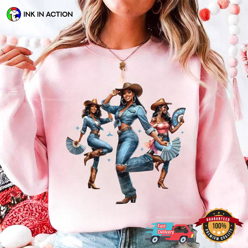 Boots On The Ground Melanin Cowgirl Dacing T-shirt