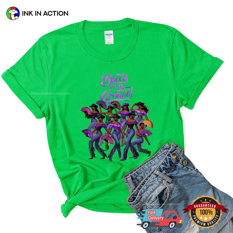 Boots On The Ground Line Dancing Black Cowgirl T-shirt