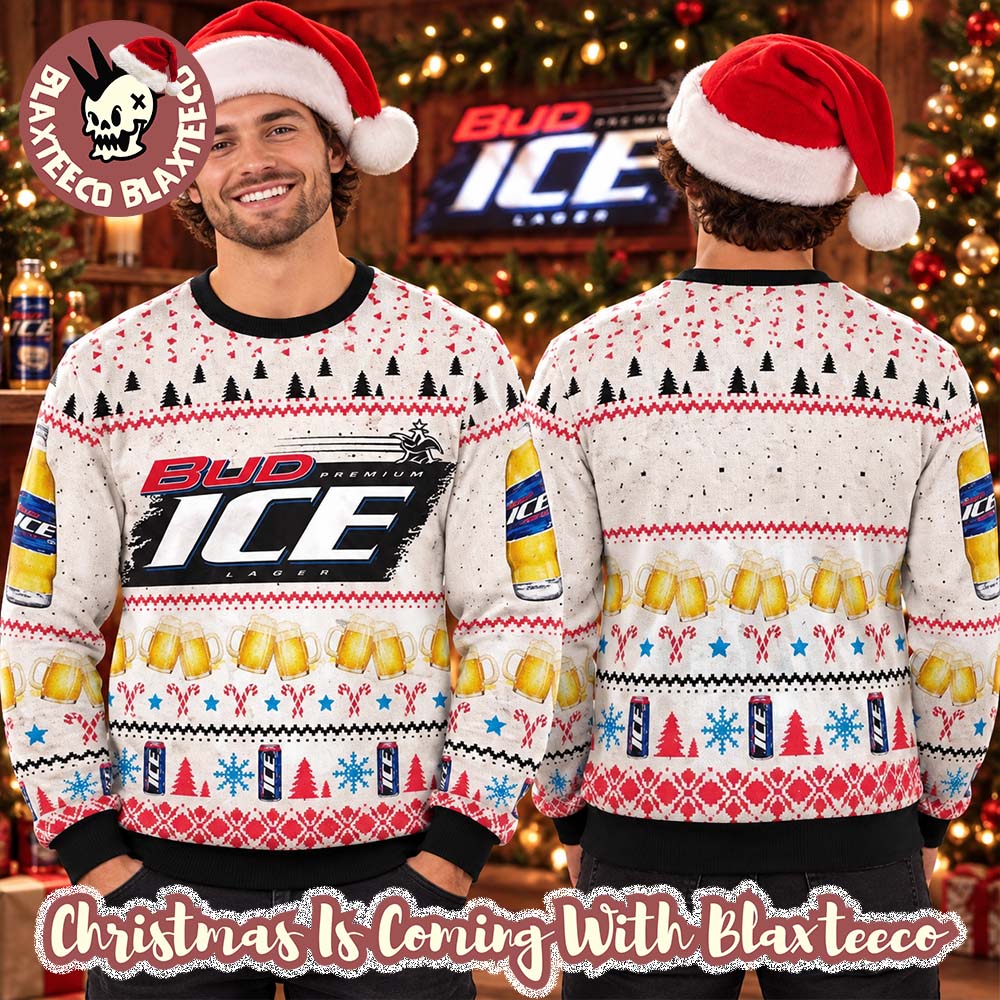 Bud Ice Lager Beer Christmas Ugly Sweater