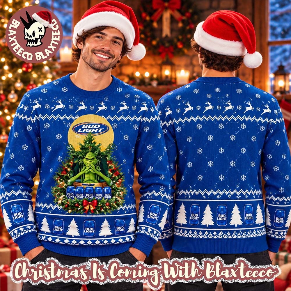 Bud Light X Grinch Snow Beer Throne Christmas Ugly Sweater 2026
