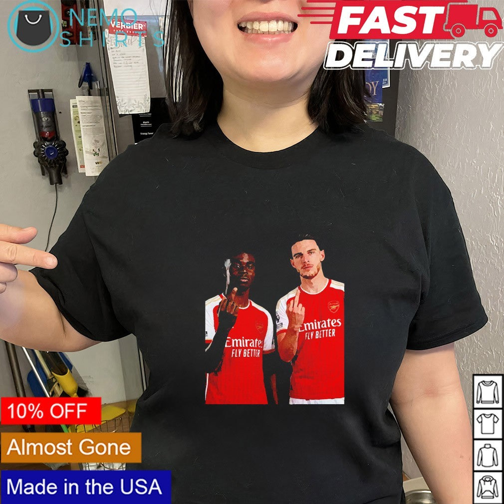 Bukayo Saka and Declan Rice middle finger shirt