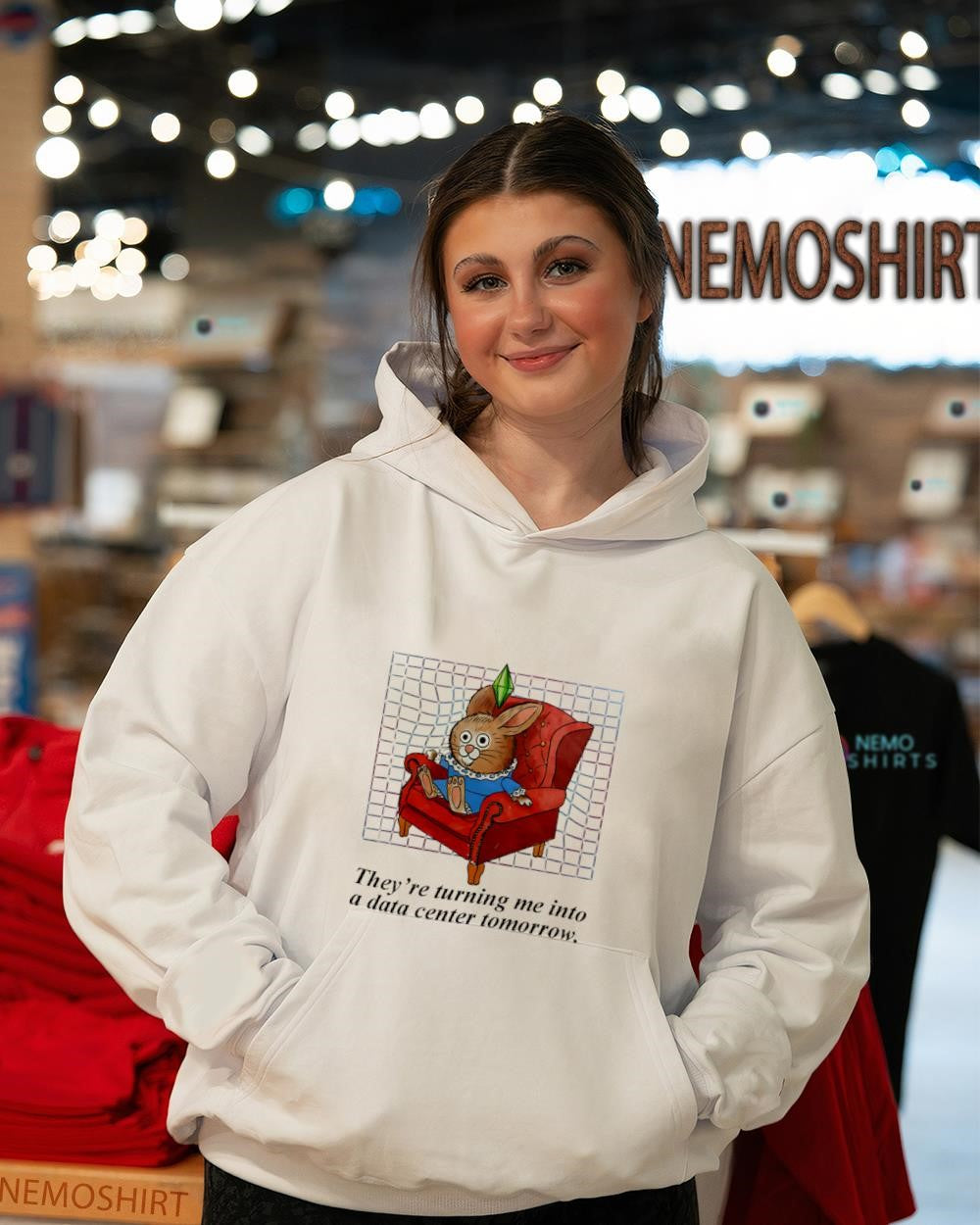 Bunny they’re turning me into a data center tomorrow shirt