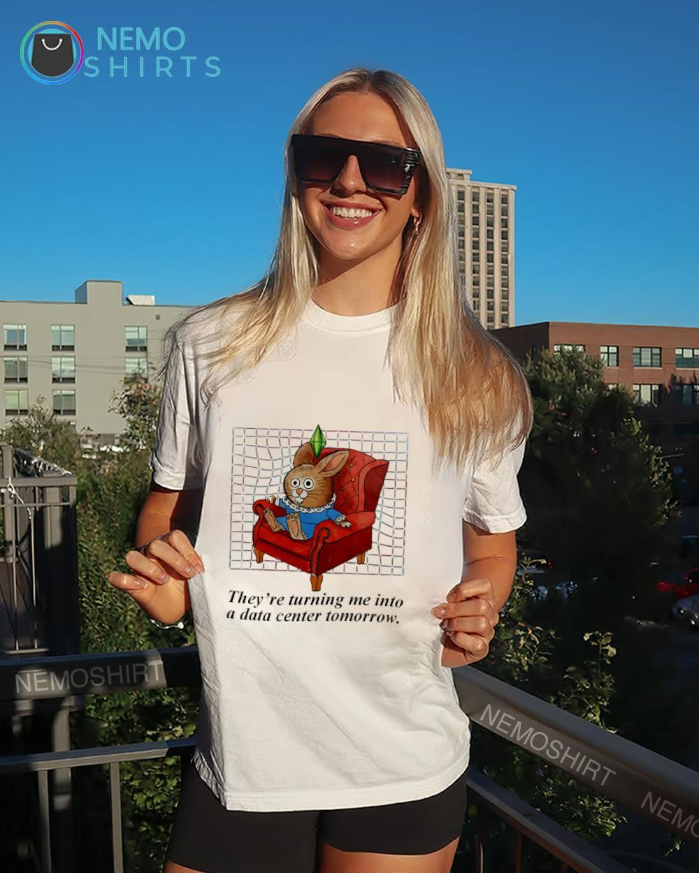 Bunny they’re turning me into a data center tomorrow shirt