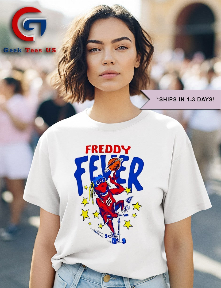 Caitlin Clark wearing Freddy Fever mascot shirt