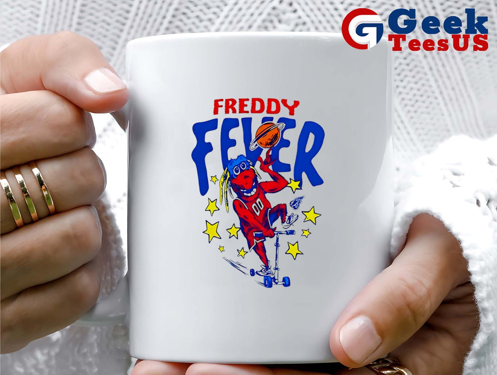 Caitlin Clark wearing Freddy Fever mascot shirt