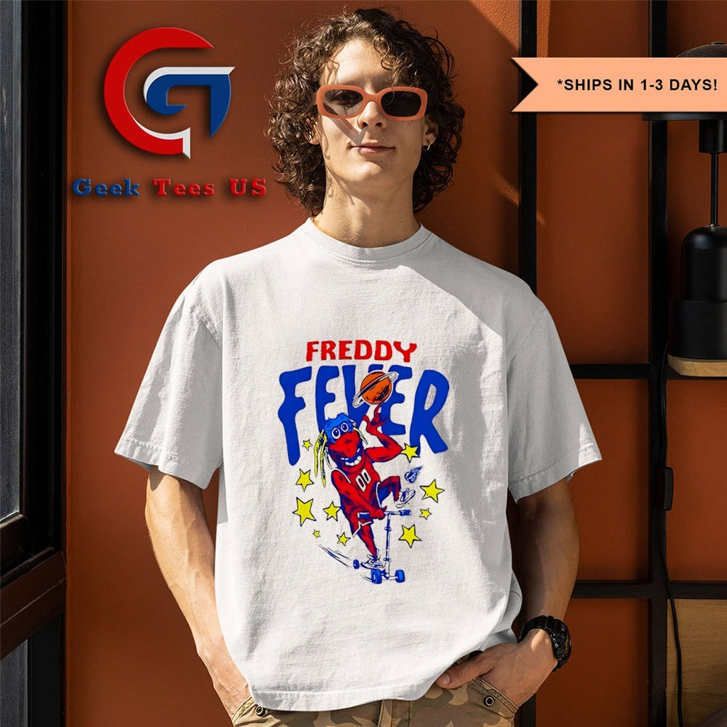 Caitlin Clark wearing Freddy Fever mascot shirt