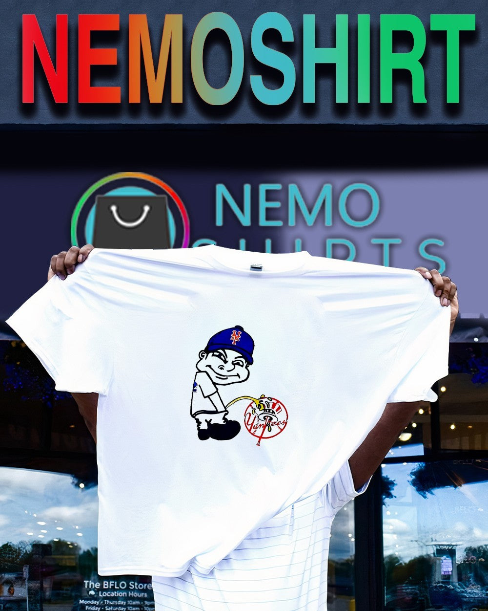 Calvin New York Mets vs Yankees parody shirt