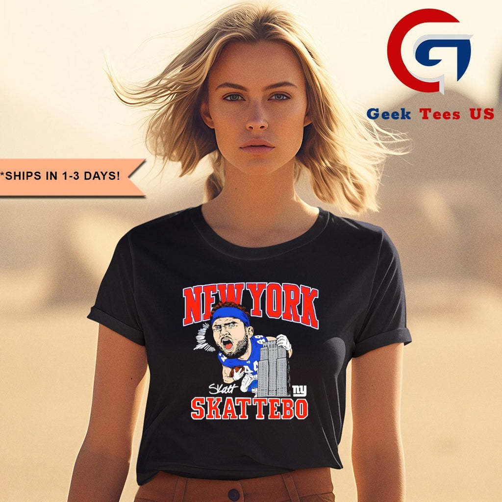 Cam Skattebo New York Giants football New York City caricature signature shirt
