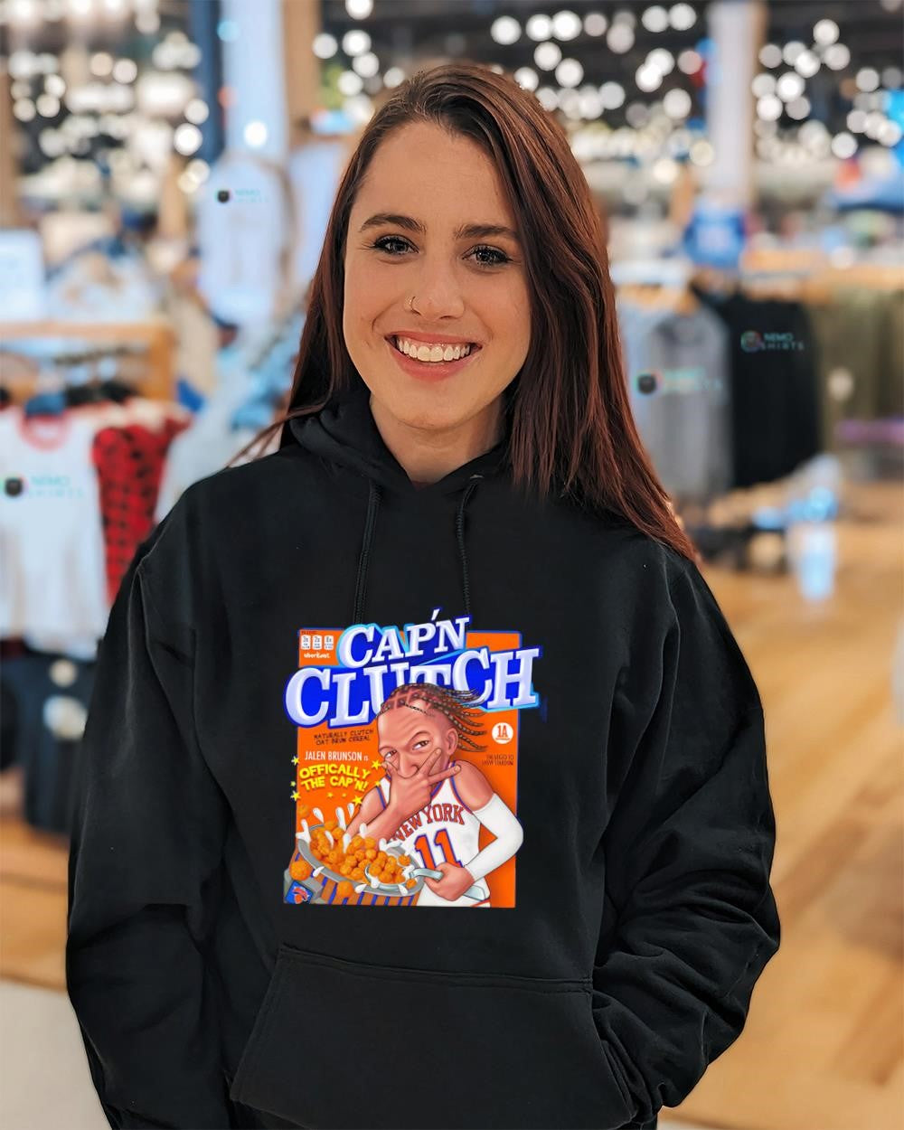 Cap’n Clutch Jalen Brunson basketball player cartoon shirt