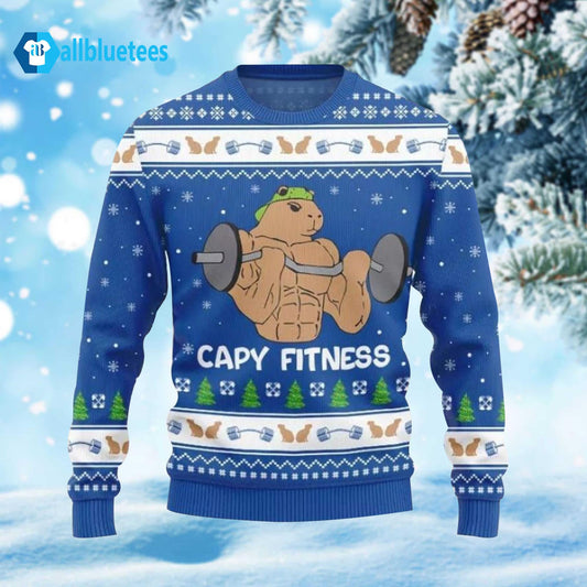 Capybara Fitness Ugly Christmas Sweater