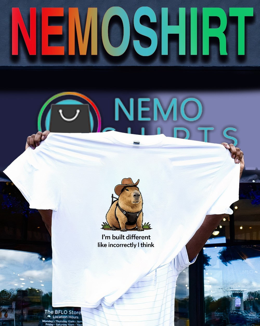 Capybara I’m built different like incorrectly I think shirt
