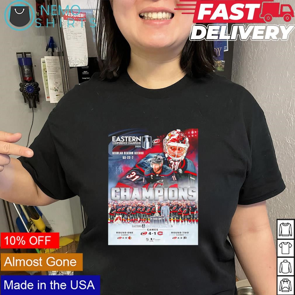 Carolina Hurricanes 2026 Eastern Conference Champions regular season record 53-22-7 shirt
