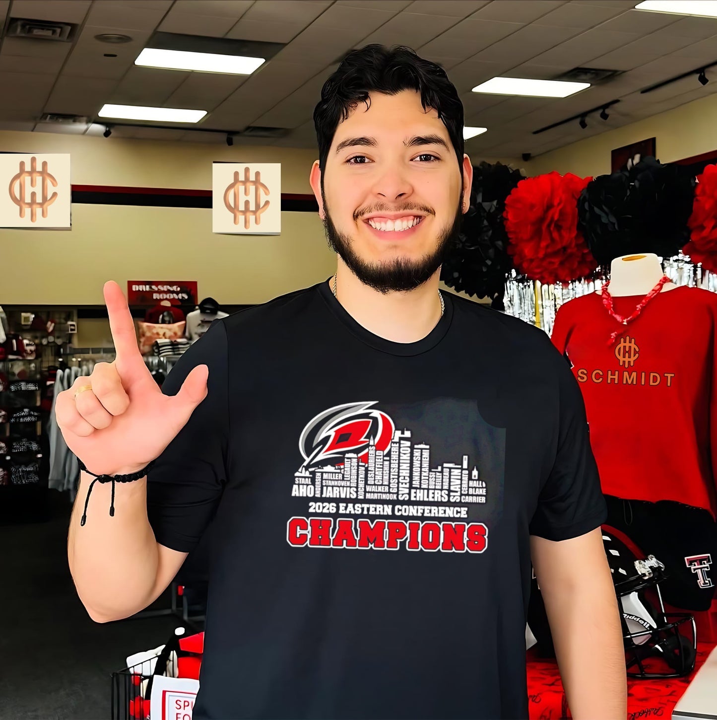 Carolina Hurricanes 2026 Eastern Conference Champions skyline text shirt
