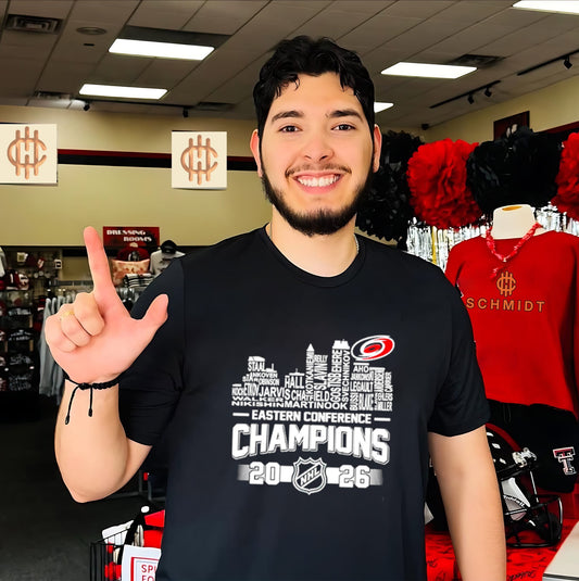 Carolina Hurricanes NHL Eastern Conference Champions 2026 player name skyline shirt