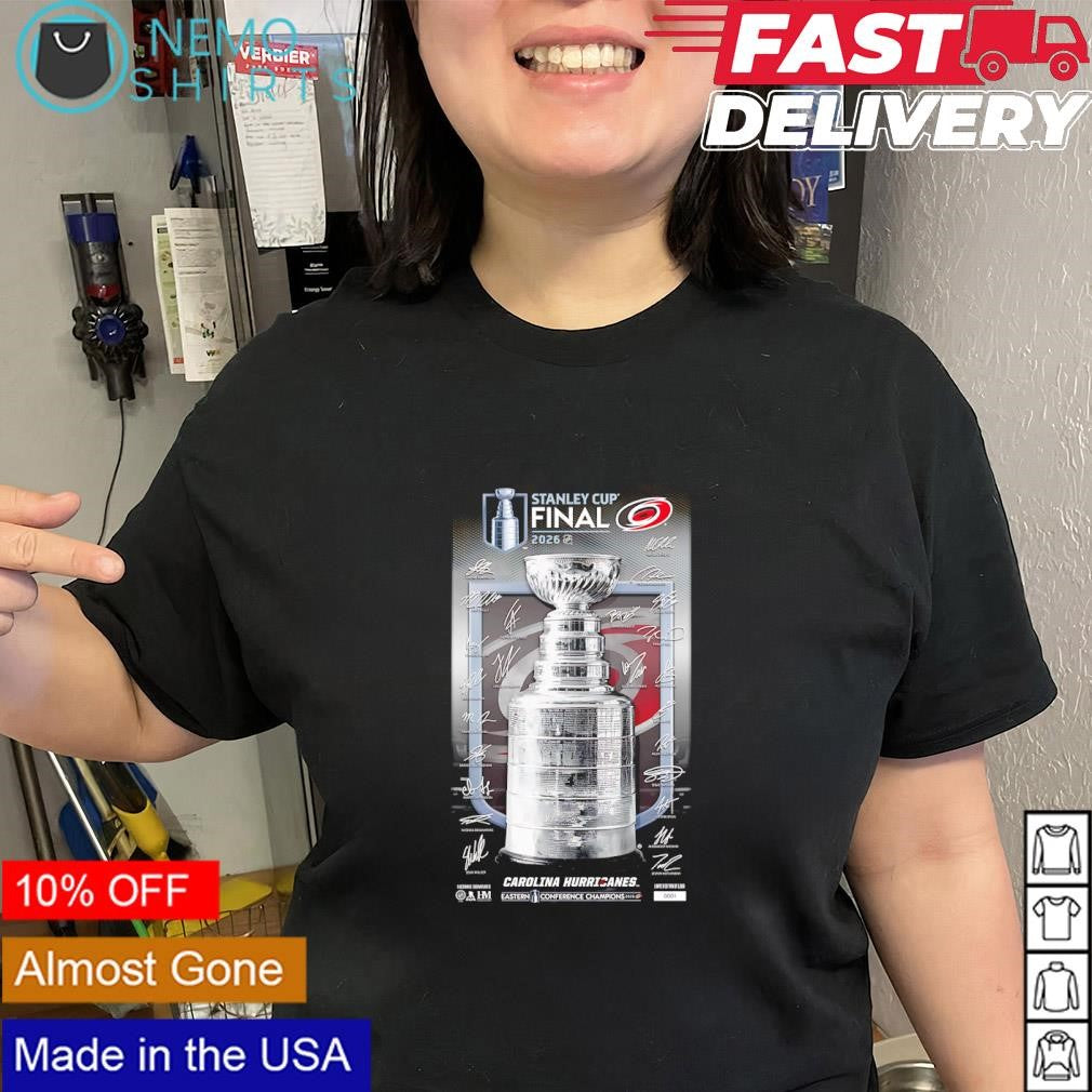 Carolina Hurricanes Stanley Cup Final 2026 signatures team trophy shirt