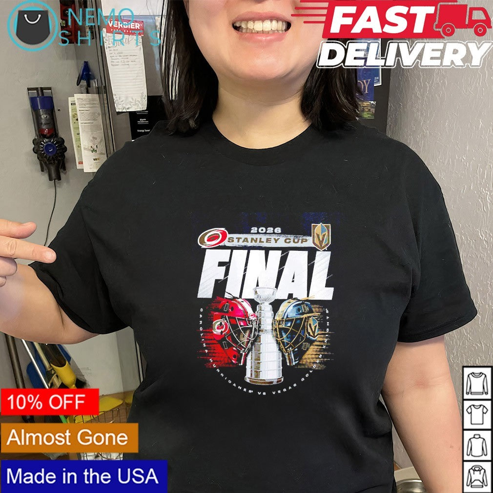 Carolina Hurricanes vs Vegas Golden Knights 2026 Stanley Cup Final helmets matchup shirt