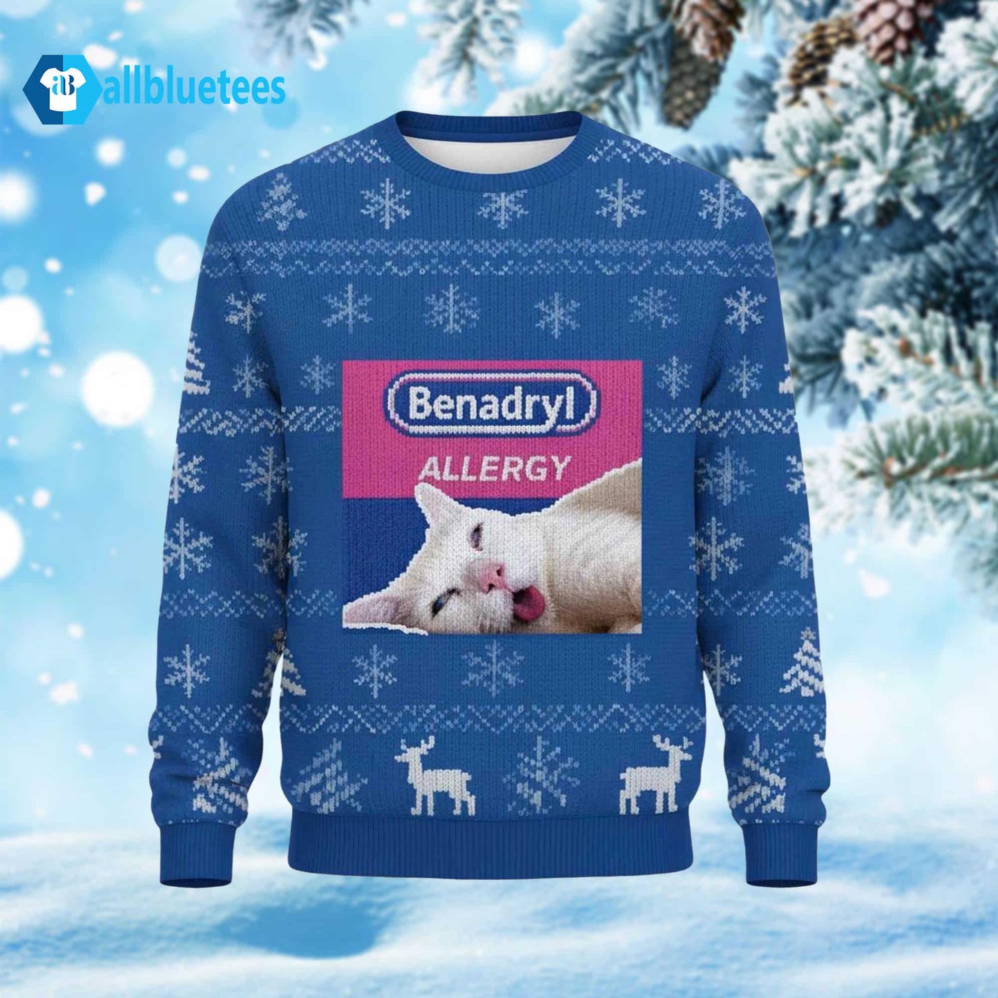 Cat Benadryl Allergy Ugly Christmas Sweater